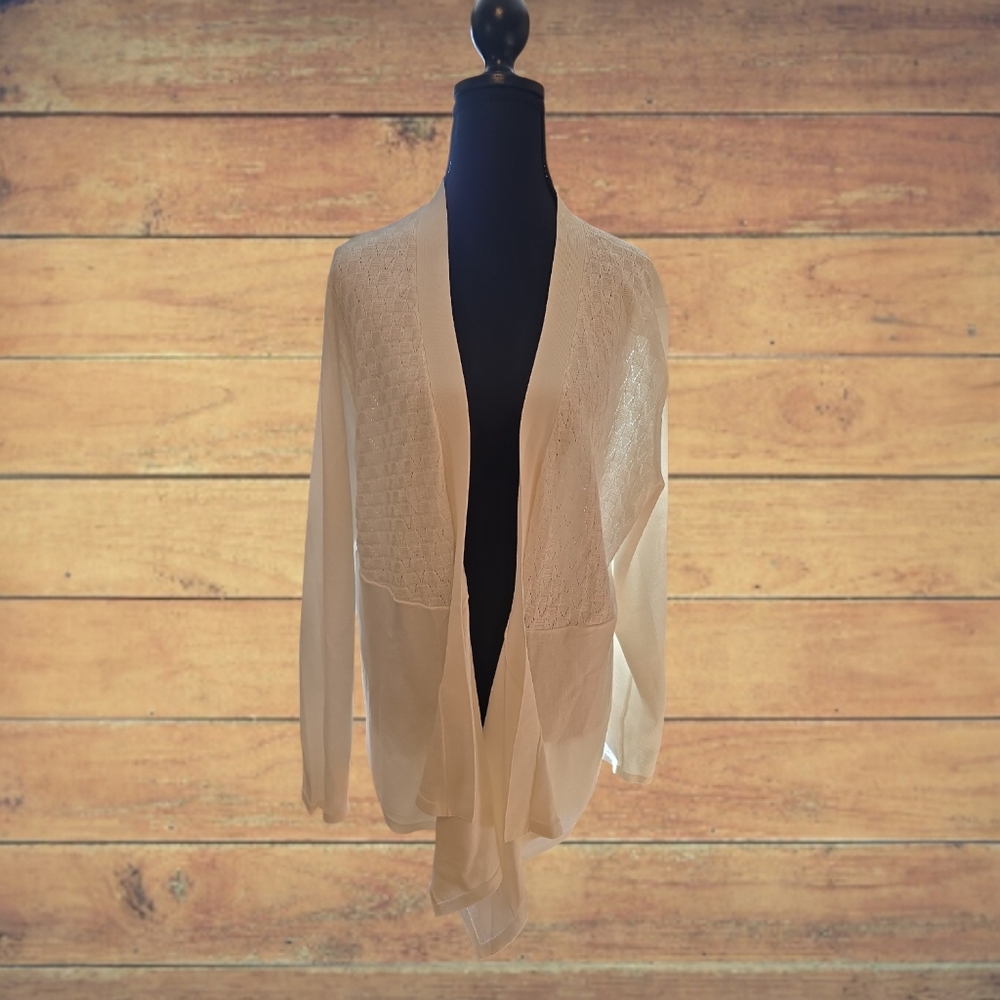 89th & Madison Cream Waterfall Open Front Cardigan XL